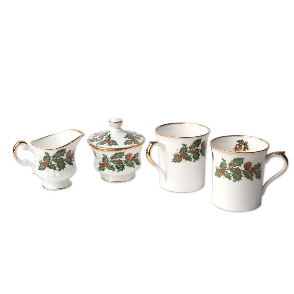 Vintage Queens Rosina Yuletide Christmas Tea Coffee Mug Creamer Sugar Bowl China - Picture 2 of 10